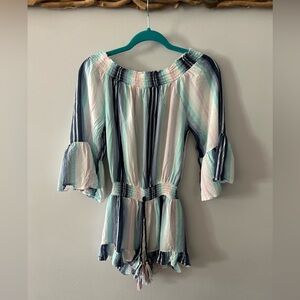 Surf Gypsy Striped Off-Shoulder Beach Cover-up Boho Romper